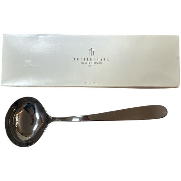 Pottery Barn 18/8 Stainless Steel Classic Flatware Soup Ladle W. Box - Picture 1 of 7